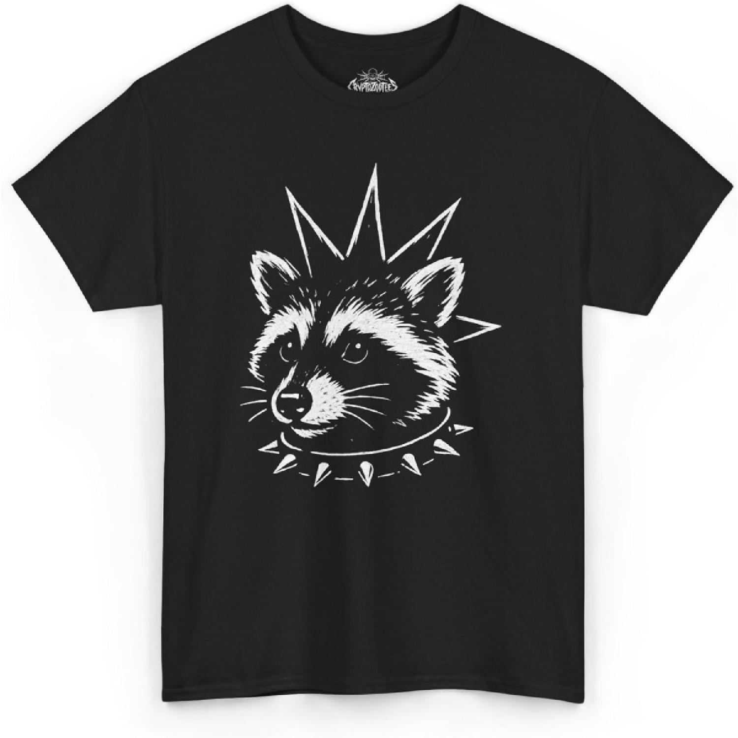 Punk Raccoon T-Shirt _ Trash Panda Grunge Tee _ Funny Animal Graphic Shirt for Alt, Goth, Skater Style Black S