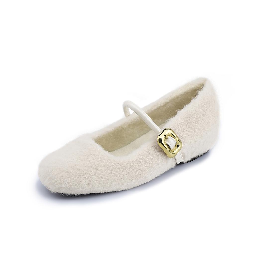 Grape Mother Winter New Fluffy Shoes Women Wear High-end Thick Velvet Warm Shoes Women with Korean Cotton Shoes