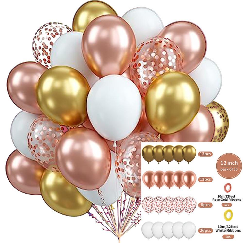 Party Balloon 12 Inch 60pcs Latex Balloon Set Birthday Party Opening Scene Props Metal Sequined Balloon