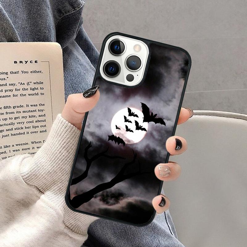 Vampire Bats Full Moon Phone Case for iPhone 17 Air 16 16e 15 Plus for Apple 13 11 12 14 Pro Max Cover coque Shell