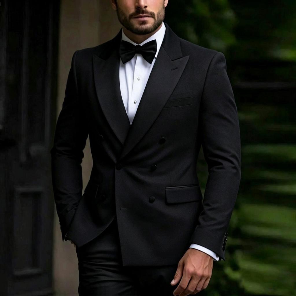 Completi Classici da Uomo 2 Pezzi 2025 Formali Doppiopetto Revers a Punta Vestibilità Slim Abbigliamento Maschile Set Giacca Pantaloni di Alta Qualità Terno