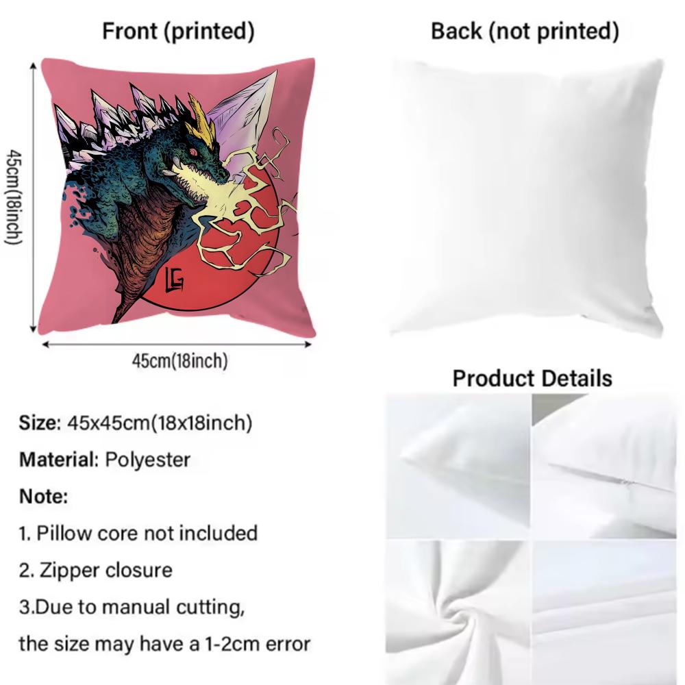 Anime G-Gojiras Cushion Cover Home & Car Dual-Scene Pillow Cover: Reversible For Premium Comfort