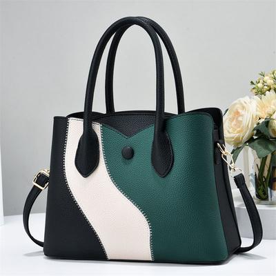 Dámská kontrastní kabelka, velká kapacita, módní barevně blokovaná taška přes rameno