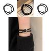 Elegant Black Beaded Bracelet For Men And Women With Handmade Alloy Double Circle Design