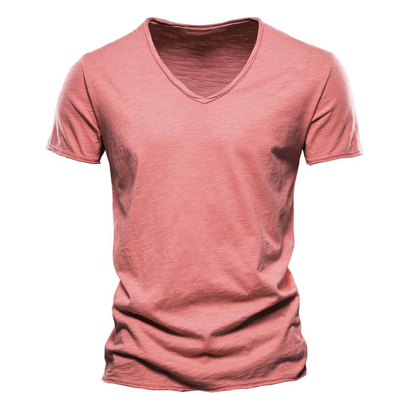 Sommer Herren Uni Bambus Baumwolle V-Ausschnitt T-Shirt - Heißverkaufender Europäischer & Amerikanischer Stil