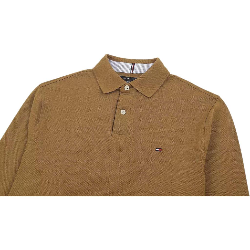 Tommy Hilfiger Comfortable Simple Solid Color Brand Logo Long Sleeve Polo Shirt Men tops 78JB279-200