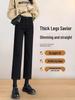 Women's Black High-Waist Cropped Jeans: 2026 Spring/Autumn Slimming Cigarette Pants