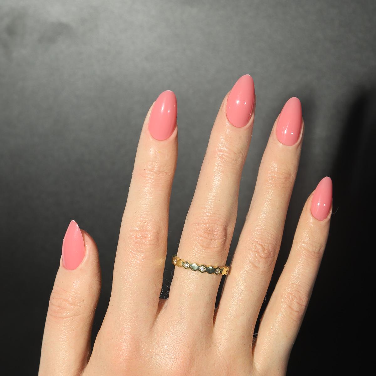 LHSD-12 Короткие миндалевидные глянцевые носимые накладные ногти, 30 съемных штук Glue Type