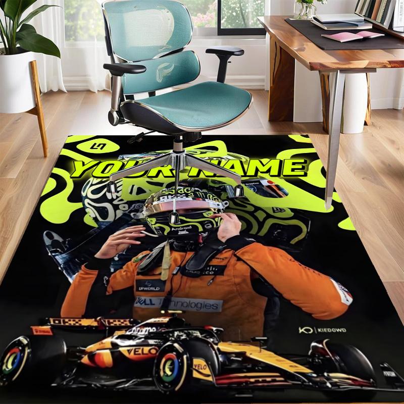 Lando Norris Design Area Rug Personalized Name- Non-Slip, Soft & Cozy Floor Mat for Living Room, Office - Indoor/Outdoor Carpet