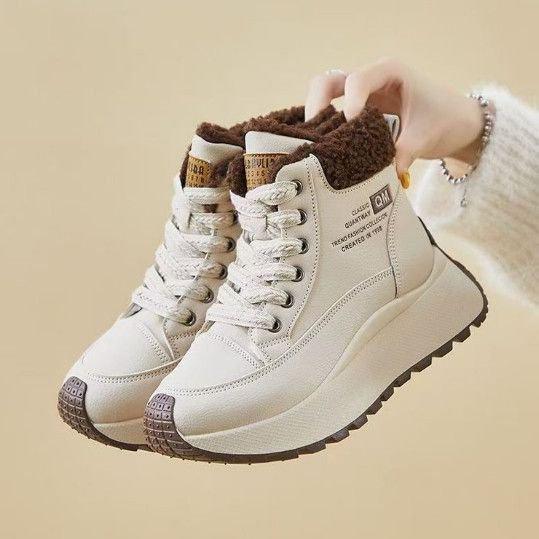 Thick-soled plush snow boots winter new plush thickened outer wear non-slip high-top warm cotton shoes