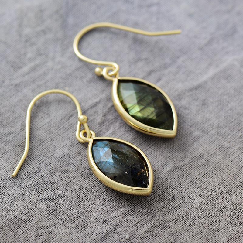 BLINGBAY Brincos Femininos Pendentes Pedra Natural Novos Brincos Pendentes de Labradorita Boêmia Acessórios da Moda Joias Modernas Presentes
