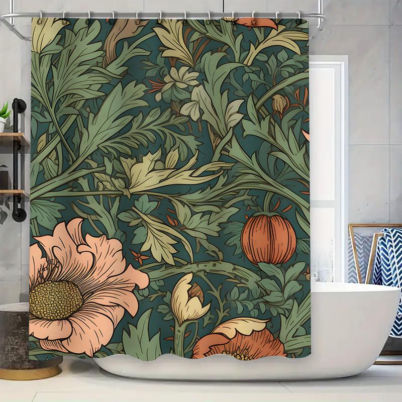 

Современная синяя цветочная шторка для душа Водонепроницаемая ткань Декоративный вкладыш для ванны для ванной комнаты Простая установка Различные размеры 90x180cm