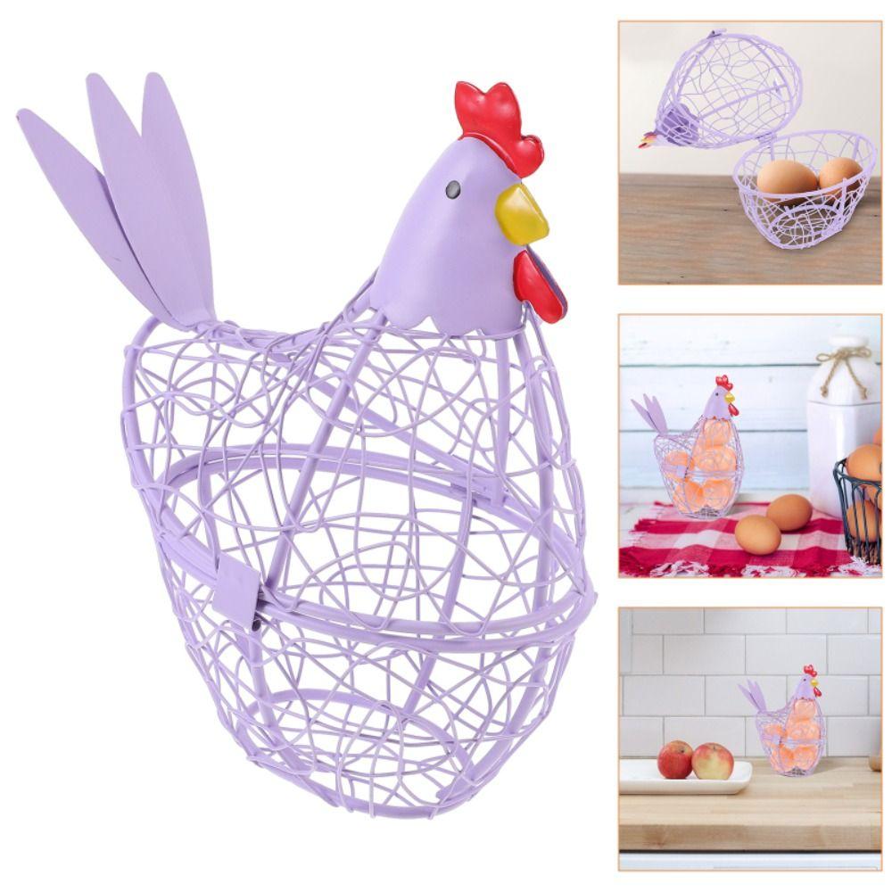 Iron Wire Easter Eggs Storage Containers Farmhouse Style Egg Holder Hen Shape Egg Baskets Fruit