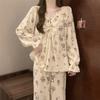 Love Letter Print Raglan Sleeve Design 2 Piece Pajamas Set Women Korean Sweet Casual Simple Pajamas Set Autumn Winter Homewear