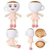 Coffee Cup Ballerina Plush Toy - Kawaii Collectible Stuffed Animal with Hand-Embroidered Face Pink Tutu Dress