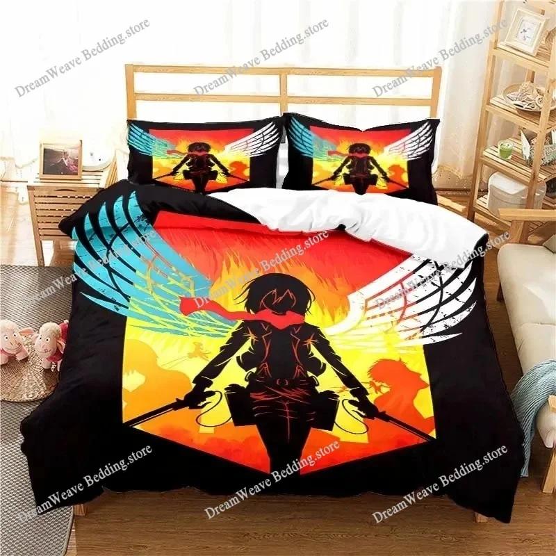 3D Printed Anime Attack on Titan Bedding Set Duvet Cover Bedroom Comforter Single Twin King _Size Quilt Cover Home Textiles