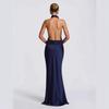 2025 Fall Womens Sleeveless Backless Sequin Cinched Waist Wrap Dress Bodycon Maxi In Navy White Coffee
