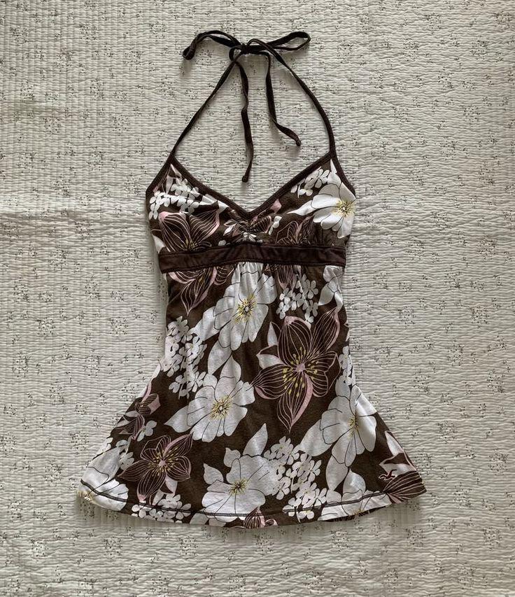 Women s Retro Floral Spaghetti Strap Slim Tank Top - Sleeveless Sweet Style L темно-коричневого