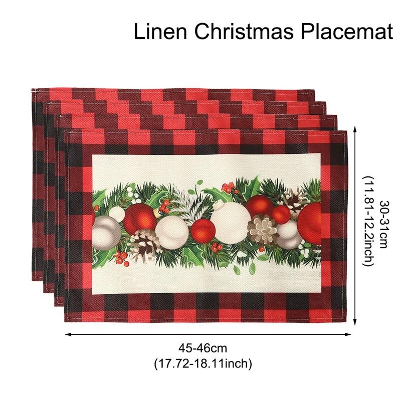 1PC Linen Christmas Placemats Tableware Mat Christmas Decorations For Home Kitchen 2024 Xmas Navidad Noel NewYear Table Decor