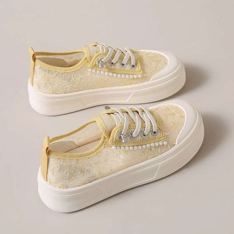 Xiaoxiangfeng Fisherman Shoes Women's 2025 New Summer Mesh Shoes Women's Breathable Mesh Lace Single Shoes Versatile Little White Shoes