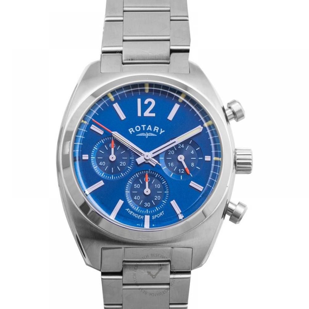 

Мужские часы из нержавеющей стали с поворотным кварцем и синим циферблатом