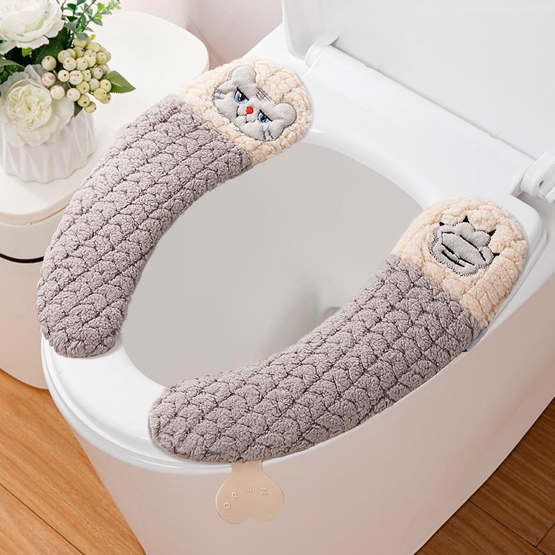 Adhesive Type Toilet Cushion Winter Toilet Cover Toilet Cushion Toilet Sticker Washable and Thickened Bathroom Accessories