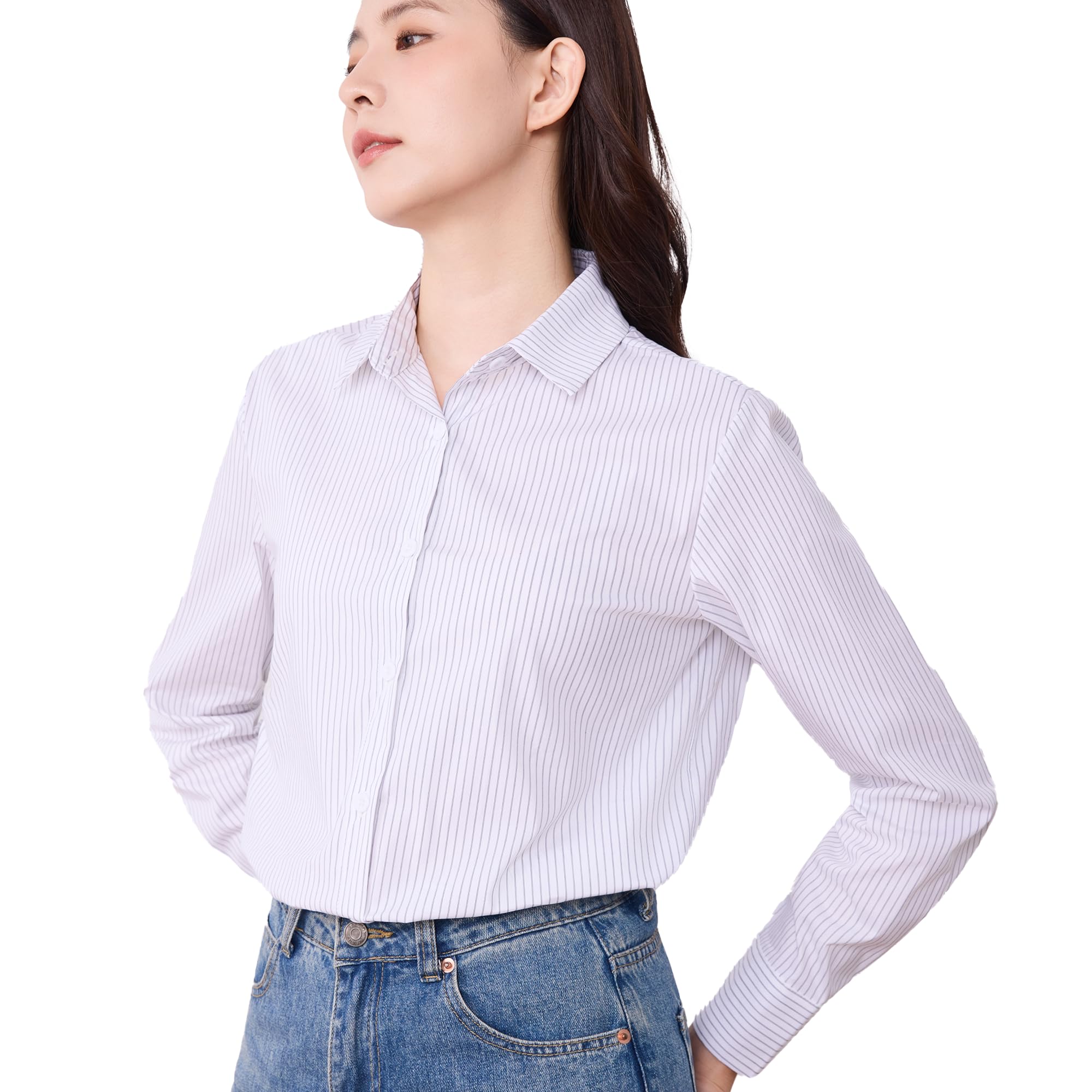 

SPRING SEAON Shirt Loose Long Plus Casual Everyday Size 2L Women s Blouse, Soft, No-Iron, Fit, Sleeve, Sizes, Fashion, Commuting, Wear, Breathable,