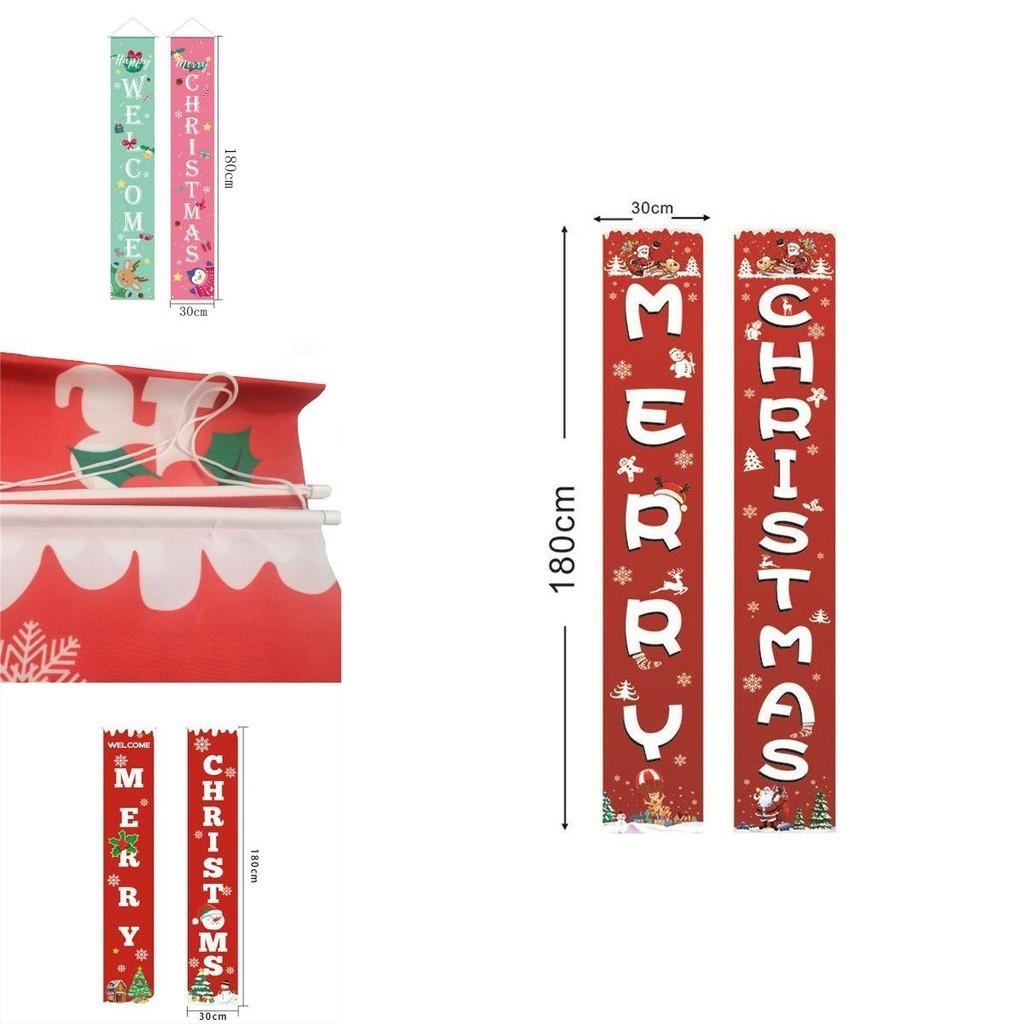 Vibrant Christmas Door Hanging Sign Banner Flag Xmas Party Decor