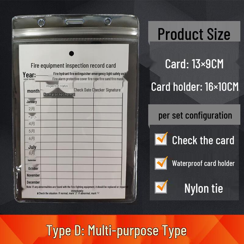 Fire Safety Equipment Inspection Card Kit