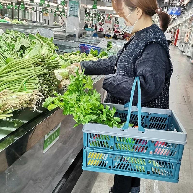 Large Capacity Folding Storage Basket, Portable Shopping Basket, Home Wardrobe, Clothes, Toys, Fruits, Vegetables, Organizer