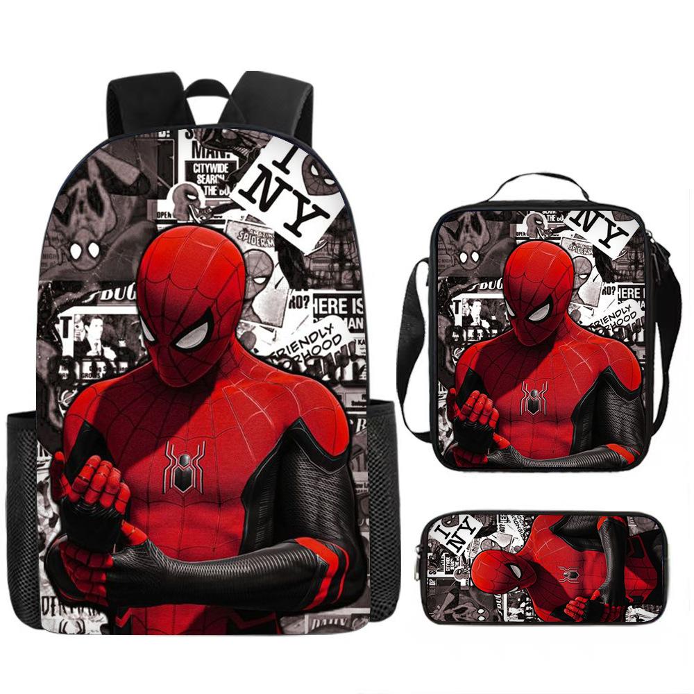 Spider-Man Schoolbag Three-piece Set Student Large-capacity Storage Backpack Outdoor Portable Backpack