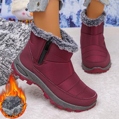Damen Schneestiefel Warm Halten Wasserdicht Plateau Stiefel Reißverschluss Stiefel Damen Flach Mode Winter Schuhe Damen Zapatos De Mujer