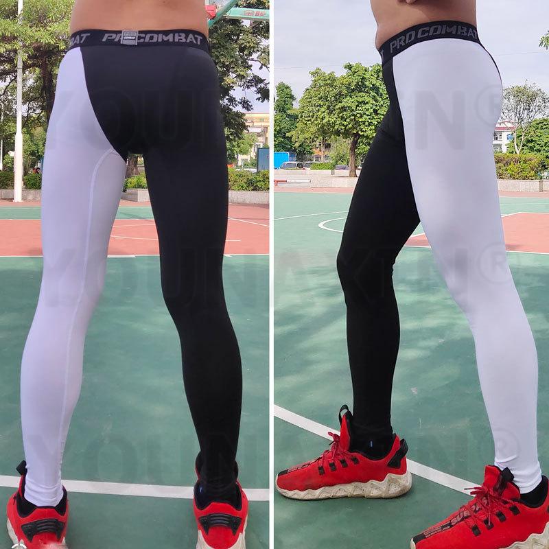 Unisex Posilovna Sport Fotbal Fitness Cvičení Jóga Běh Fotbal Basketbal Legíny Dlouhé Kalhoty Černá Bílá Patchwork