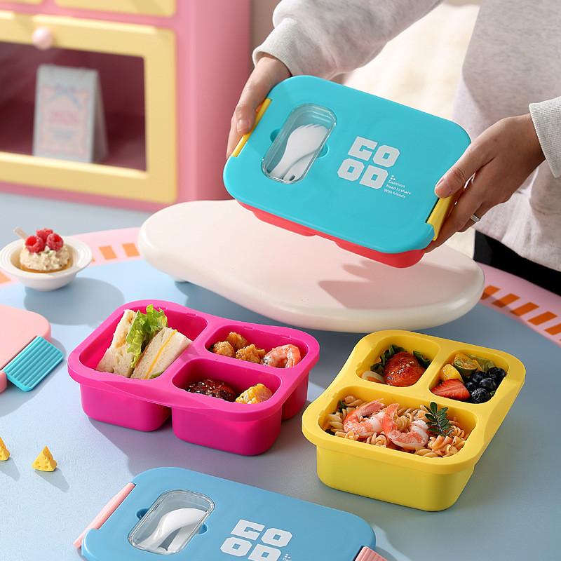 Student Bento Box With Divided Compartments And Microwave Safe Pp Material For Office Lunches