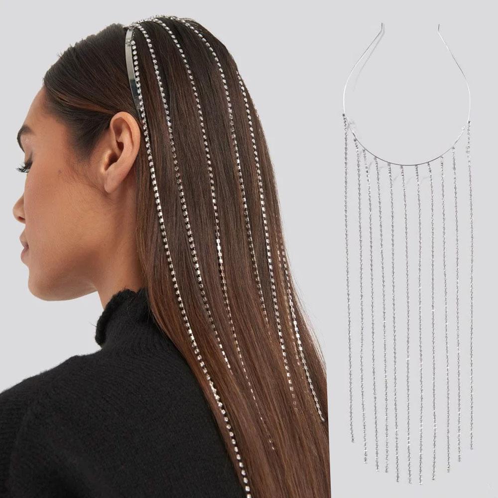 Rhinestone Headband Long Fringed Rhinestone Hair Chain Headband Street Shot Trendy Personalized Hair Accessories