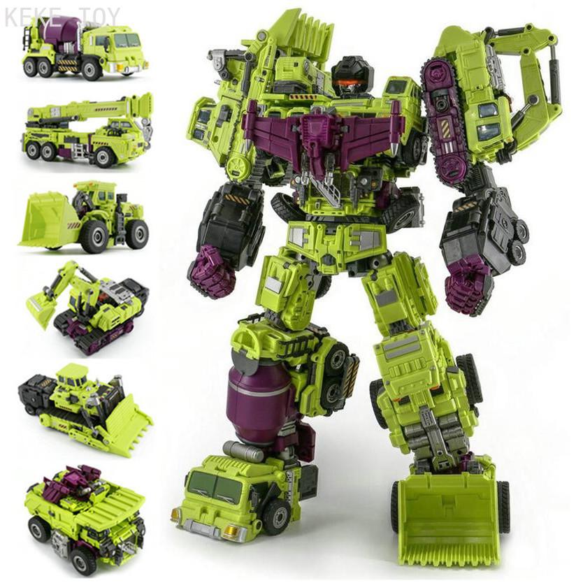 AOYI Cool 8 IN 1 Devastator Transformation Toys Boy Oversize Alloy Predaking Robot Car Engineering Vehicle Kids Adult Gift