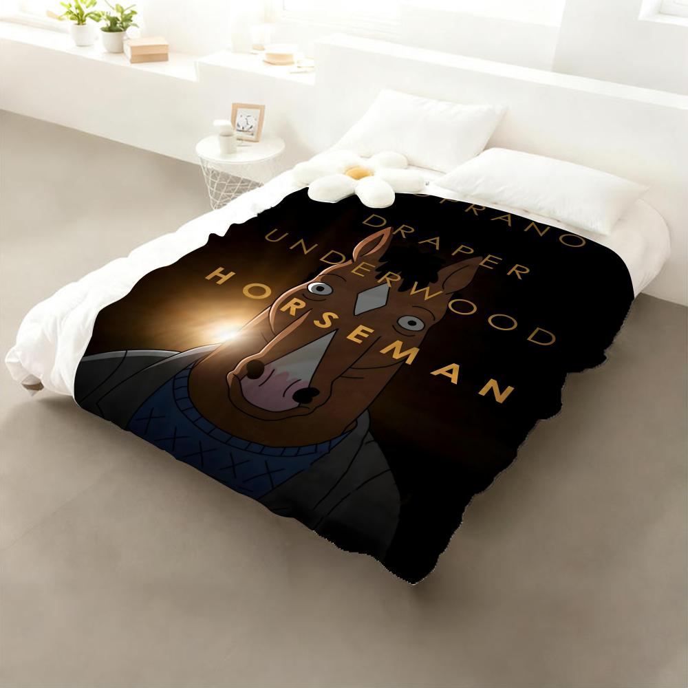 Cartoon BoJack Horseman Kuscheldecke Flanell: Weiches, kinderfreundliches, warmes, antistatisches, waschbares Ganzjahres-Schlafsofa für Zuhause 75x90cm