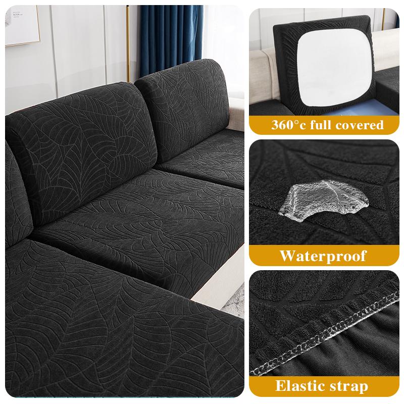 Water Resistant Seat Cushion Cover Elastic Grey Sofa Cover Furniture Protector For Pets Kids Removable