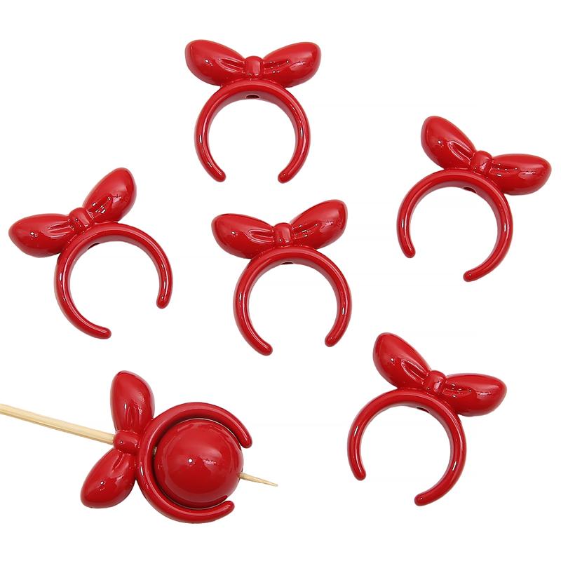 4 bucăți 25 mm mărgele acrilice cu fundă de iepure pentru colier breloc DIY bijuterii artizanat