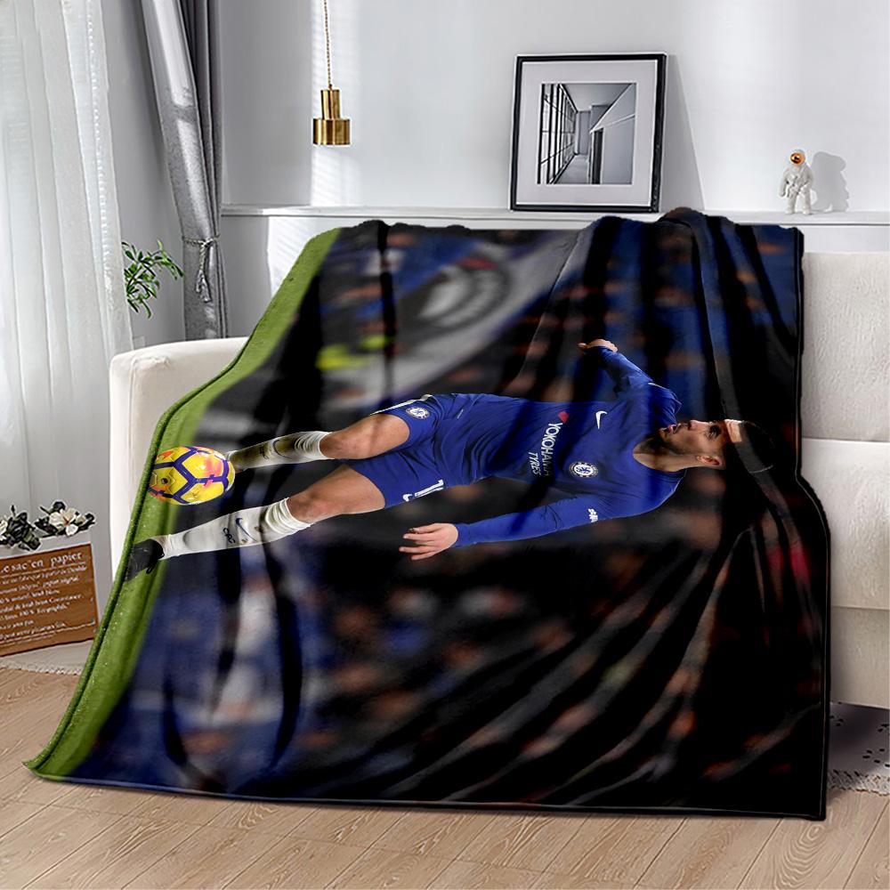 Chelsea Fc Player Portrait Blanket Comfortable Great for Bed Livingroom Seaside All-Season Use Modern Style
