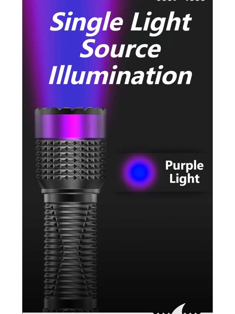 Powerful UV Flashlight 365nm Black Mirror Purple Torch Blacklight USB Rechargeable Ultraviolet Lantern for Pet Urine Detection