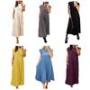 Women's Summer Sleeveless Midi Dress Pleated A Line Casual Crewneck Swing Dress Flowy Long Party Dress