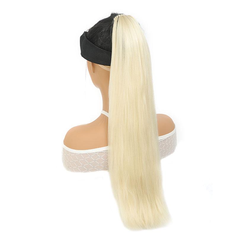 Extensie de coadă de cal împletită de 24 de inci, cu bandă de cauciuc Piesă de păr moale la temperatură înaltă pentru femei, posturi sintetice de uz zilnic