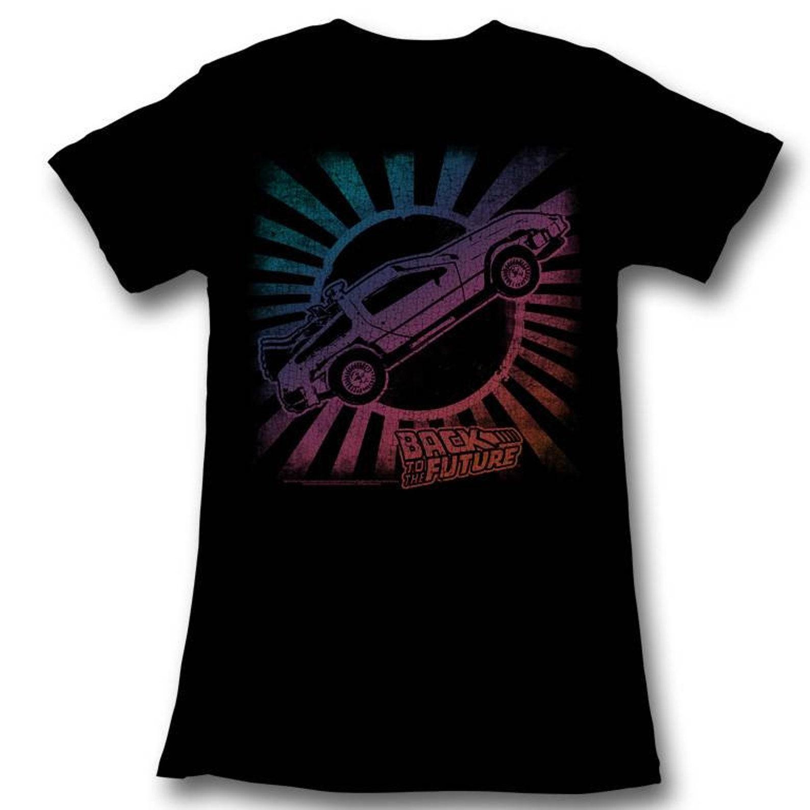 Back to the Future Rainbow Black Junior Women s T-Shirt XL