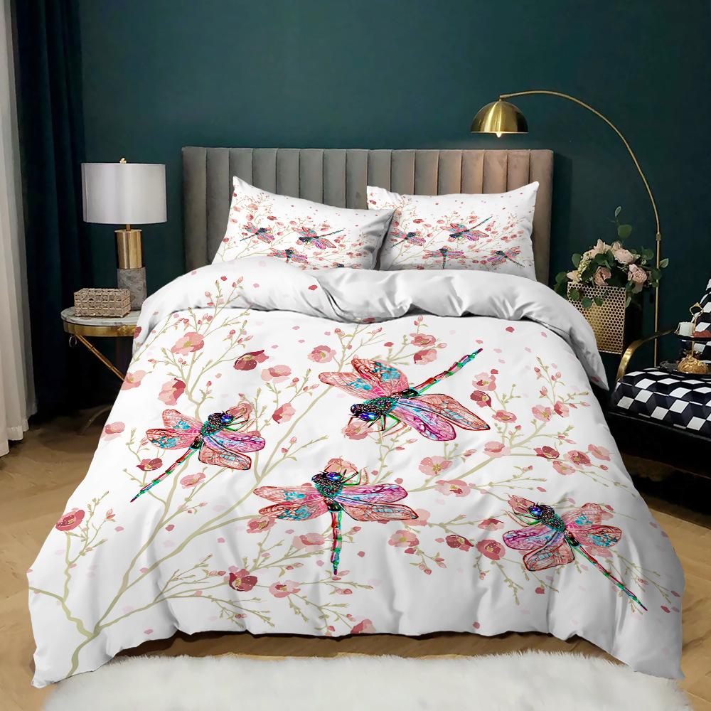 

Letter Dragonfly Single Three-Piece Bedding Quilt Cover 135 * 200 (two-piece set) 90g