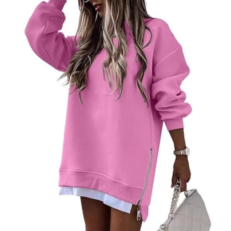 TIFICY Pullover e maniche lunghe con scollo a maniche lunghe autunno inverno stampa tinta unita moda casual da donna