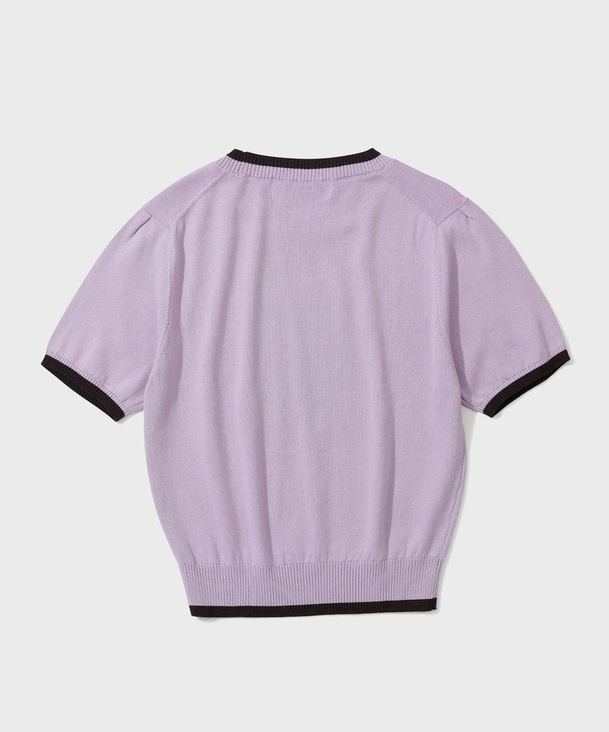 Sekeonmonollogeu W. Cattitude Semi-Crop Half Ringer Knit [Lavender]_Sewkt005Lavender