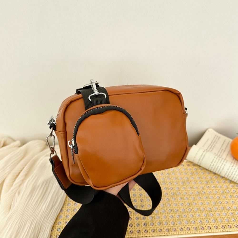Vintage Bag with Pouch Cross Body Shoulder Bag Leisure PU Leather Bag  Unisex