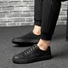 Men's Genuine Leather Frosted Sneakers - Spring/Autumn Versatile Business & Casual Shoes, Plus Size Available