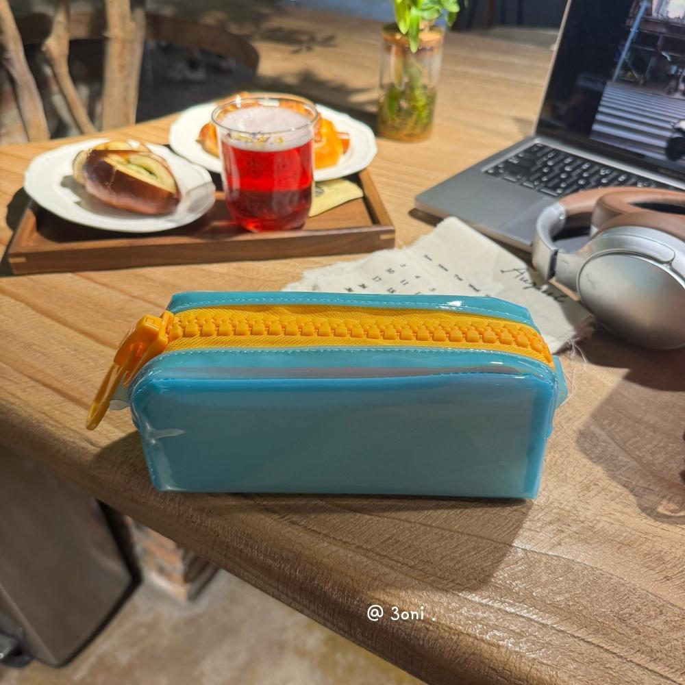 Available Jelly-Like Stationery Organizer Dopamine Pencil Case Minimalist Solid Color Ins Durable Bag Upright